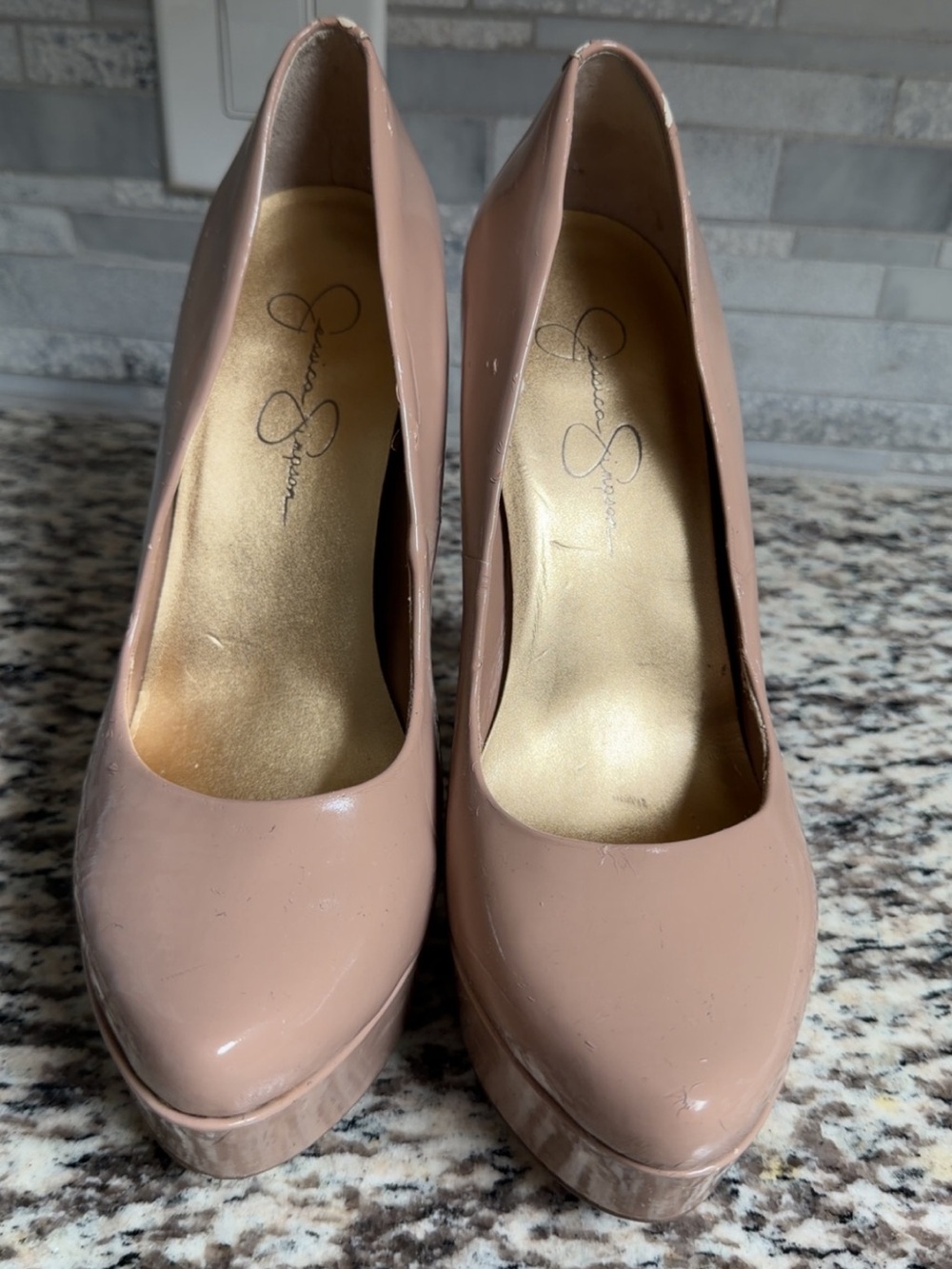 Jessica Simpson Blush Patent Platform Pumps - Blush